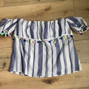 Off the shoulder Pom Pom top
